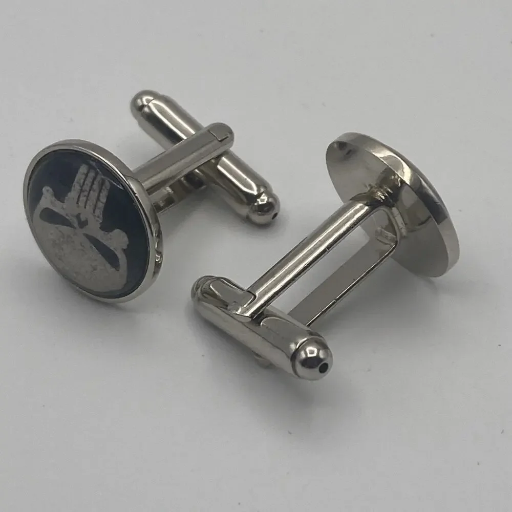 Marvel Comics THE PUNISHER Silvertone / Black Cuff Link Cufflinks Gothic Skull